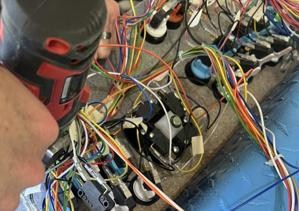 Wiring inside the arcade control panel